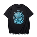 Herren Oversized T-Shirt in Schwarz mit blauem Summer Tourist Print - M / Schwarz