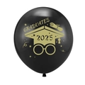 Black and gold 2025 Graduates balloon featuring doctoral cap and star celebration prints - 2025 Graduation Black Style