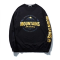 Black round neck sweatshirt with gold foil and reflective mountain graphic print - 2XL / Black