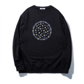 Ruimvallend zwart herensweatshirt met kleurrijke abstracte sterren- en letterprint - 2XL / Zwart