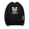 Sudadera negra oversize para hombre con panda geométrico dorado y detalles de strass - 2XL / Negro