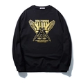 Oversized zwart heren sweatshirt met gouden Hollywood engel grafische print - 2XL / Zwart Goud