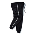 Pantaloni sportivi neri da uomo con bande laterali logate e tasca con cerniera - 3XL / Nero