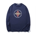 T-shirt uomo a maniche lunghe blu scuro con stampa geometrica sul petto e girocollo - XL / Blu Notte