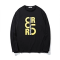 Men's oversized long sleeve black T-shirt with yellow geometric graphic print - XL / Black
