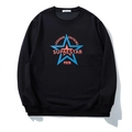 Felpa nera oversize con stampa grafica a cinque stelle e polsini a costine - 3XL / Nero