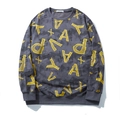 Sweat-shirt oversize pour homme gris foncé avec imprimés lettres jaunes partout - 3XL / Gris