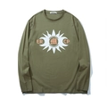 T-shirt manches longues grande taille vert armée avec imprimé vintage et col rond - XL / Vert Militaire