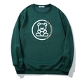 Donkergroene oversized sweatshirt met ronde hals en berenprint in casual losse pasvorm - 3XL / Donkergroen