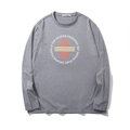 Men's oversized long sleeve t-shirt in heather grey with orange graphic print - Dark Gray