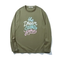 T-shirt oversize a maniche lunghe in cotone verde oliva con stampa the Dream Starts HERE - XL / Verde Militare