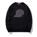 Sudadera negra de cuello redondo para hombre con estampado de gorra de béisbol en pedrería - 3XL / Negro
