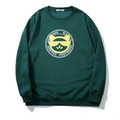 Sweatshirt oversize vert foncé avec graphique de chat jaune et motif de lunettes - 3XL / Vert Foncé