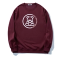 Oversized bordeauxrood sweatshirt met berenprint, ronde hals en geribde manchetten - 3XL / Wijnrood