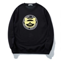 Sweat-shirt noir oversize pour hommes avec imprimé chat jaune portant des lunettes - 3XL / Noir