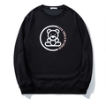 Grote maat zwarte sweatshirt met een grote witte cartoon beer print op de borst - 3XL / Zwart