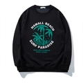 Felpa da uomo taglie forti nera con stampa tropicale di palme e girocollo casual - 3XL / Nero