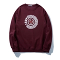 Men's oversized burgundy sweatshirt with white artistic letter print and crew neck - 3XL / Wine Red