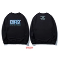 Sweat-shirt noir ample pour homme avec imprimé EXIST bleu et slogan au dos - 2XL / Impression Géométrique de Lettres (DT5234)