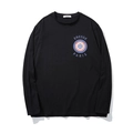 Men's loose black long-sleeve T-shirt featuring ENESSE PARIS graphic print and crew neck - XL / Circular Logo Print (T6539) / Black