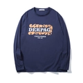 T-shirt uomo maniche lunghe blu navy con stampa vintage di lettere e vestibilità ampia - XL / Blu Notte