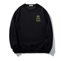 Sweat-shirt noir décontracté avec broderie ours jaune et bordures côtelées - 2XL / Noir