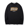 T-shirt nera da uomo a maniche lunghe con stampa a onde arancioni e scritta DERPAG - XL / Nero