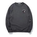 Donkergrijs sweatshirt met ronde hals, wolfborduurwerk en geribbelde boorden - 3XL / donkergrijs