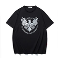 Camiseta de hombre oversize en algodón negro con estampado de águila plateada y etiqueta roja - XL / Negro