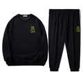 Black tracksuit set with yellow bear embroidery and drawstring jogger pants - 2XL / Sweatshirt And Pants / Black Zirconia Set