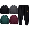 Men's oversized sweatshirt set with bear embroidery in black, grey, green, and burgundy - 4XL / Black (Match Hoodie Search DT5332)