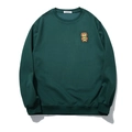 Donkergroene oversized sweater met geborduurde beer en geribbelde boorden voor heren - 3XL / Donkergroen
