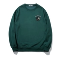 Donkergroen sweatshirt met tijgerkop borduursel en geribbelde ronde halslijn - 3XL / Donkergroen