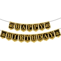 Striscione per 40 compleanno nero e oro con scritta happy birthday glitterata - Banner 40 Compleanno