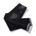 Men's relaxed fit black fleece lined jeans with R embroidery and selvedge hem detail - Black Gray (Regular)