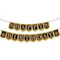 Striscione per il 70 compleanno nero e oro con glitter e motivi di torte - Banner 70 Compleanno