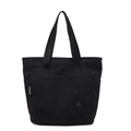 Bolso tote grande de lona negra con correas minimalistas y detalle de bolsillo frontal - Negro