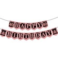 Striscione glitter oro rosa per 40 compleanno con decorazione a torta e nero - Banner 40 Compleanno