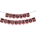Striscione 50 compleanno glitter oro rosa con scritta Happy Birthday su cartoncino - Banner 50 Compleanno