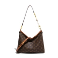 Borsa tote marrone vintage con monogramma e catena floreale dorata raffinata - Caffè con Marrone