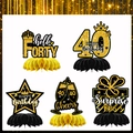 Set di 5 centrotavola a nido d'ape per il 40° compleanno in nero e oro con glitter - Centrotavola a Nido d'Ape 40 Compleanno