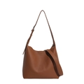 Minimalist caramel lychee grain leather hobo bag with adjustable strap for women - No Pendant / Brown