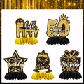 Centrotavola a nido d'ape oro e nero per 50° compleanno con scritte vintage del 1976 - Centrotavola a Nido d'Ape 50 Compleanno