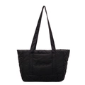 Schwarze gesteppte Shopper-Tasche mit Rautenmuster und Stickerei für den Alltag - Schwarz