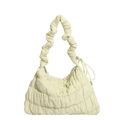 Light yellow quilted puffer cloud bag with stylish pleated nylon finish and top handle - Yellow