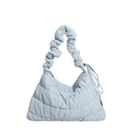 Quilted nylon cloud shoulder bag in light blue featuring a ruched handle design - Blue