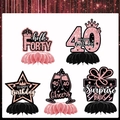 Set of 5 rose gold 40th birthday honeycomb centerpieces with 1986 and crown motifs - 40th Birthday Honeycomb Centerpiece