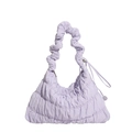 Chic lilac quilted nylon cloud bag with a distinctive scrunchie handle for women - Purple