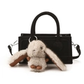 Ciondolo a forma di coniglio in peluche beige con dettagli in pelle marrone - Con Ciondolo / Nero