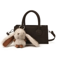 Borsa a tracolla marrone scuro minimalista con un grazioso ciondolo a coniglio - Con Ciondolo / Marrone